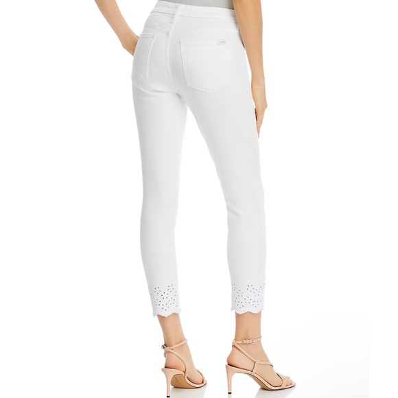 Jen7 by 7 For All Mankind NWT Eyelet-Hem Skinny Ankle Jeans in White - Picture 2 of 9
